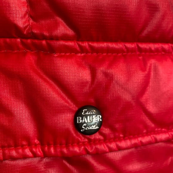 Eddie Bauer Red EB550 Fill Power Goose Down Lightweight Puffer Women Size Small - Picture 7 of 11